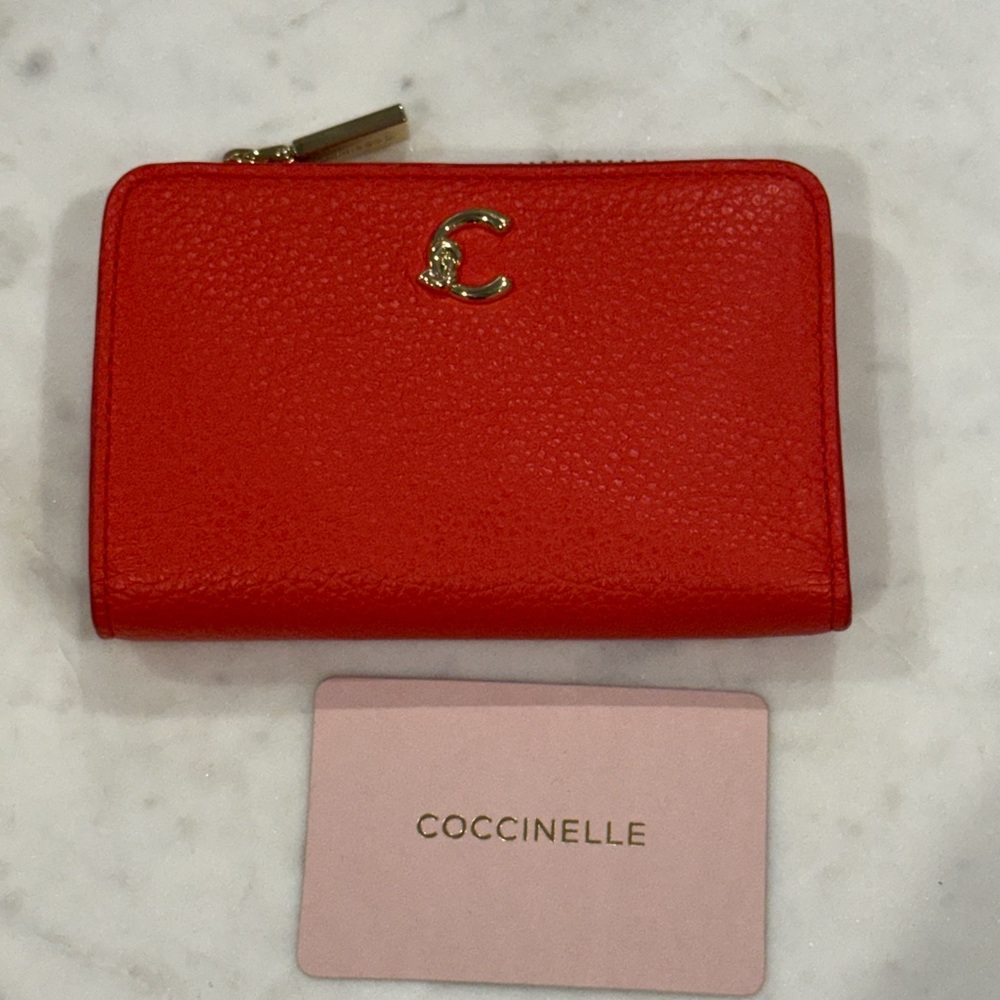 Coccinelle Orange “Metallic Small” Leather Wallet